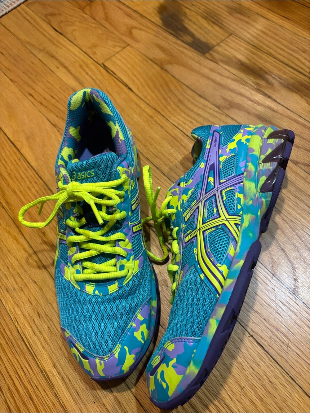 Asics Teal and Neon Yellow Women's Running Sneakers - Picture 10 of 11